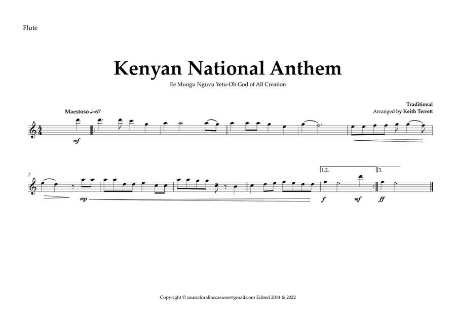 Kenyan National Anthem for Orchestra ( Orchestre national d'Île-de-France Edition) Full Orchestra scores gallery preview page 4