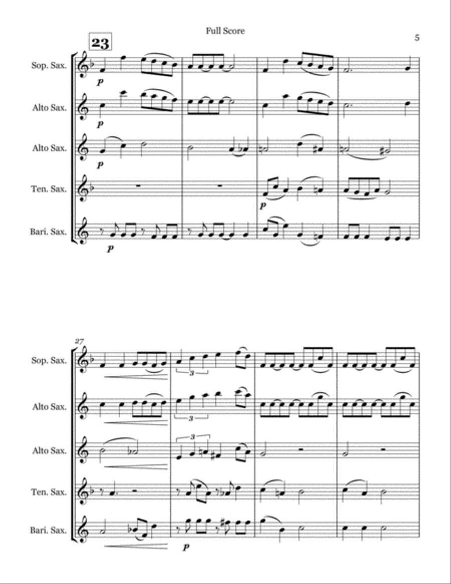 The Christmas Song (Chestnuts Roasting On An Open Fire) Saxophone Quartet scores gallery preview page 5