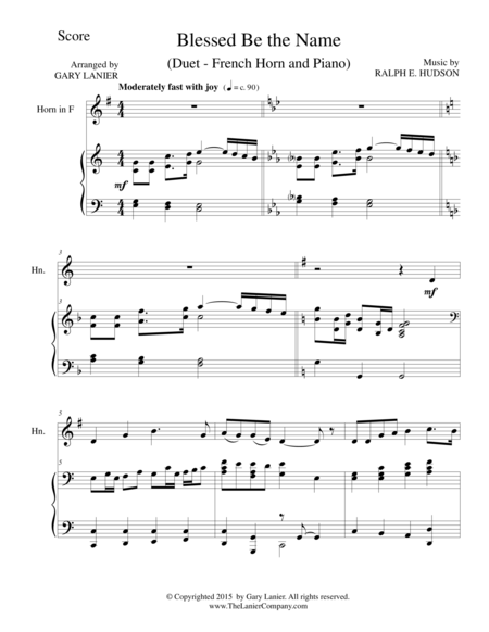 BLESSED BE THE NAME (Duet – French Horn and Piano/Score and Parts) image number null