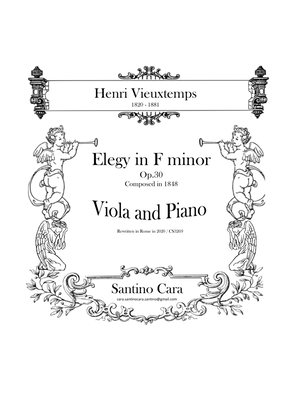 Vieuxtemps H - Elegy in F minor Op.30 for Viola and Piano - Score and Part