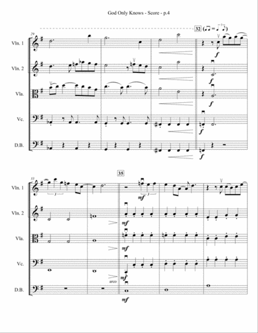 God Only Knows String Quartet scores gallery preview page 5