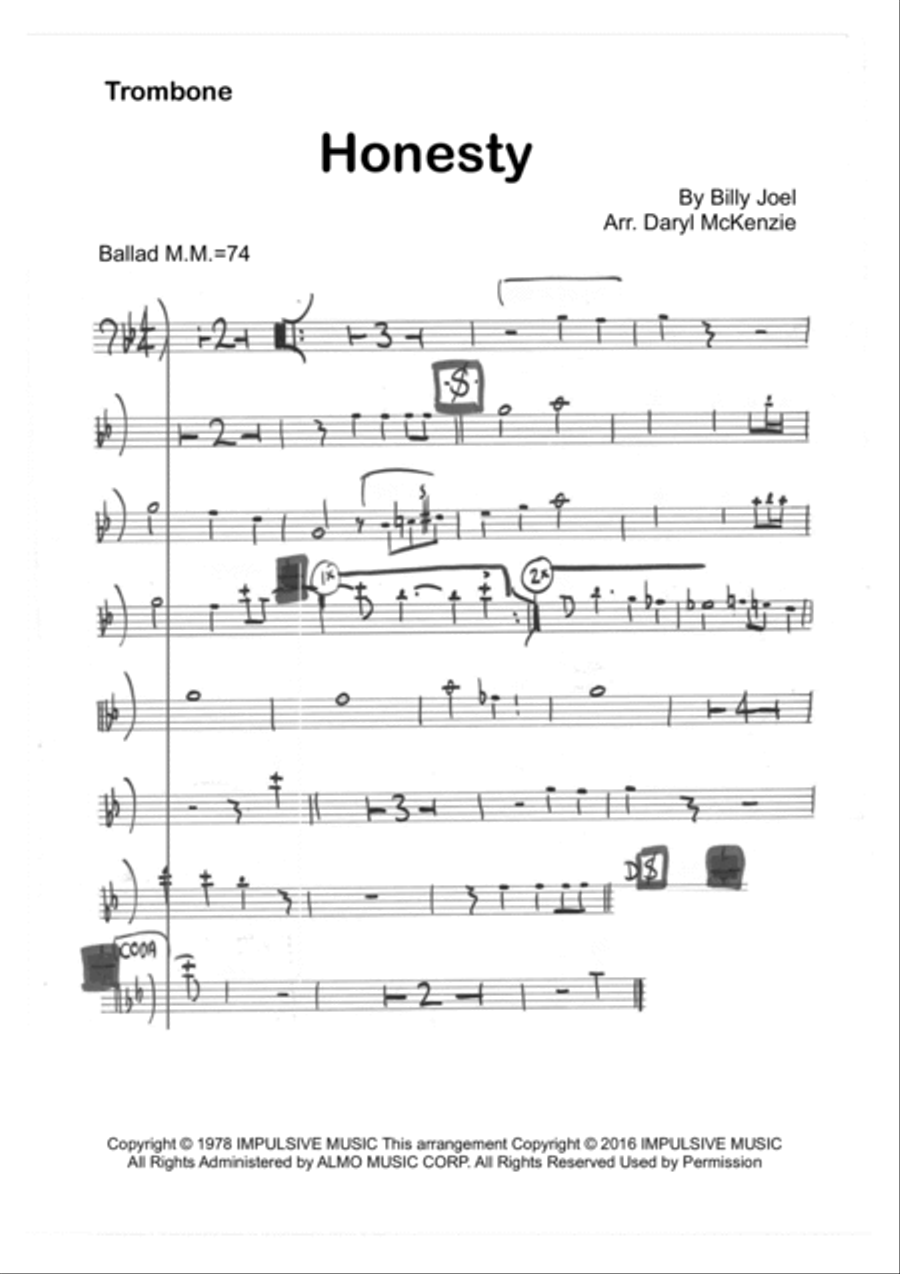 Honesty Tenor Saxophone scores gallery preview page 6
