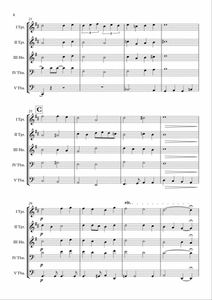 "Abide With Me" Brass Quintet arr. Adrian Wagner image number null