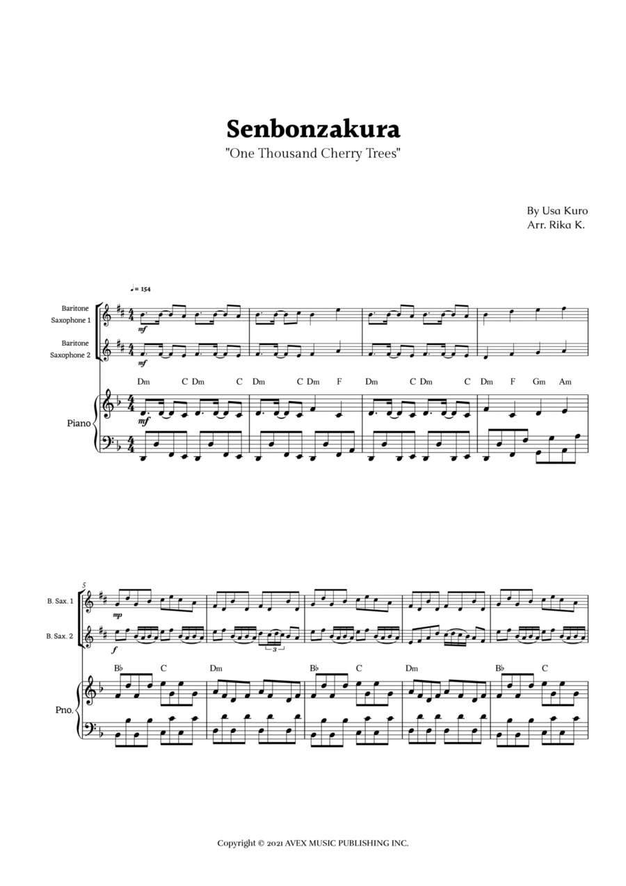 Senbonzakura Woodwind Duet scores gallery preview page 1