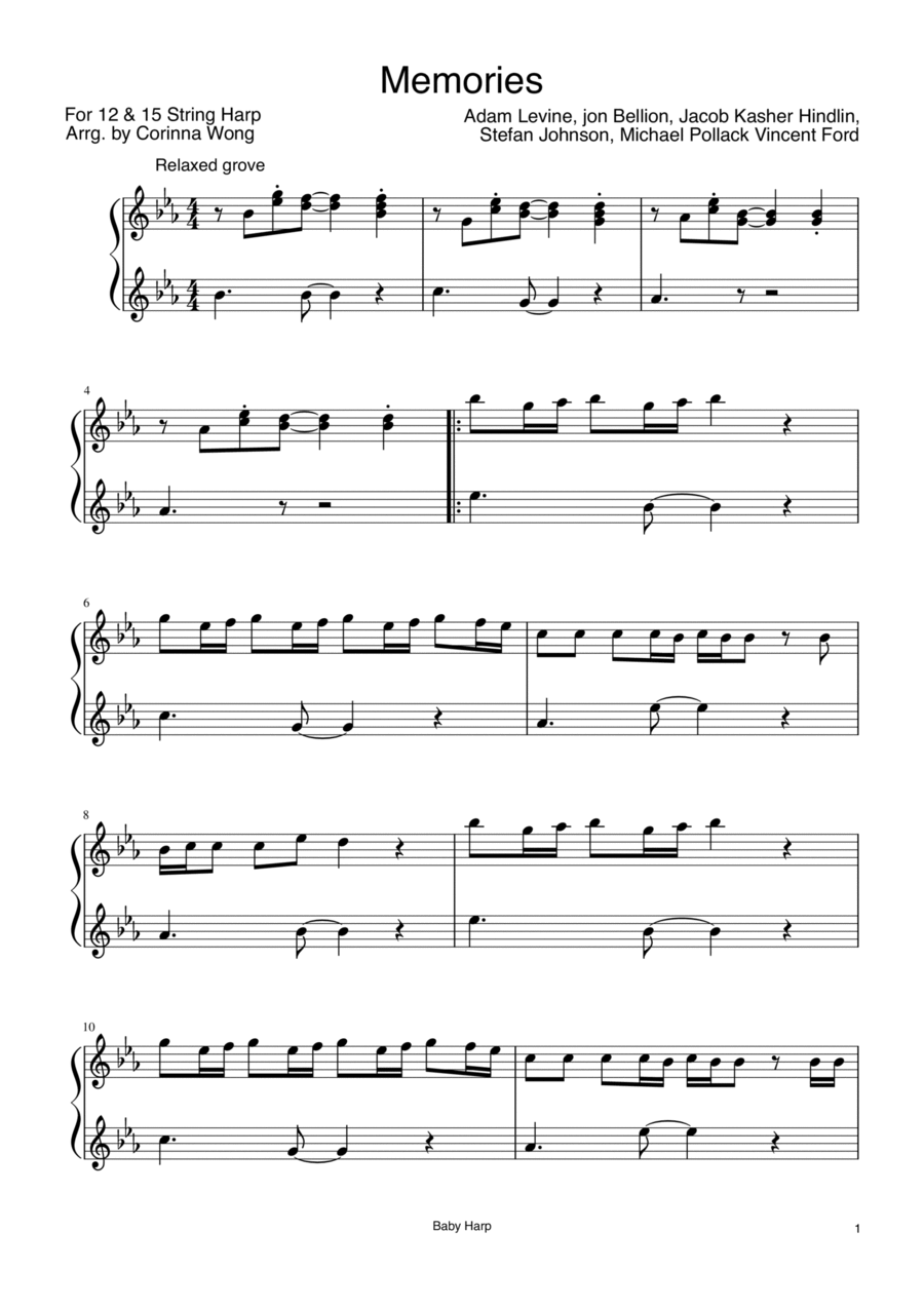 Memories Harp scores gallery preview page 1