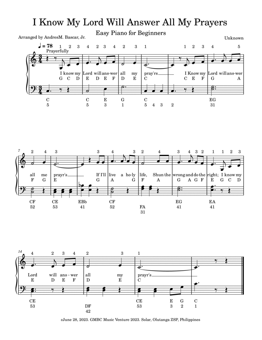 I Know My Lord Will Answer All My Prayers A Cappella scores gallery preview page 1