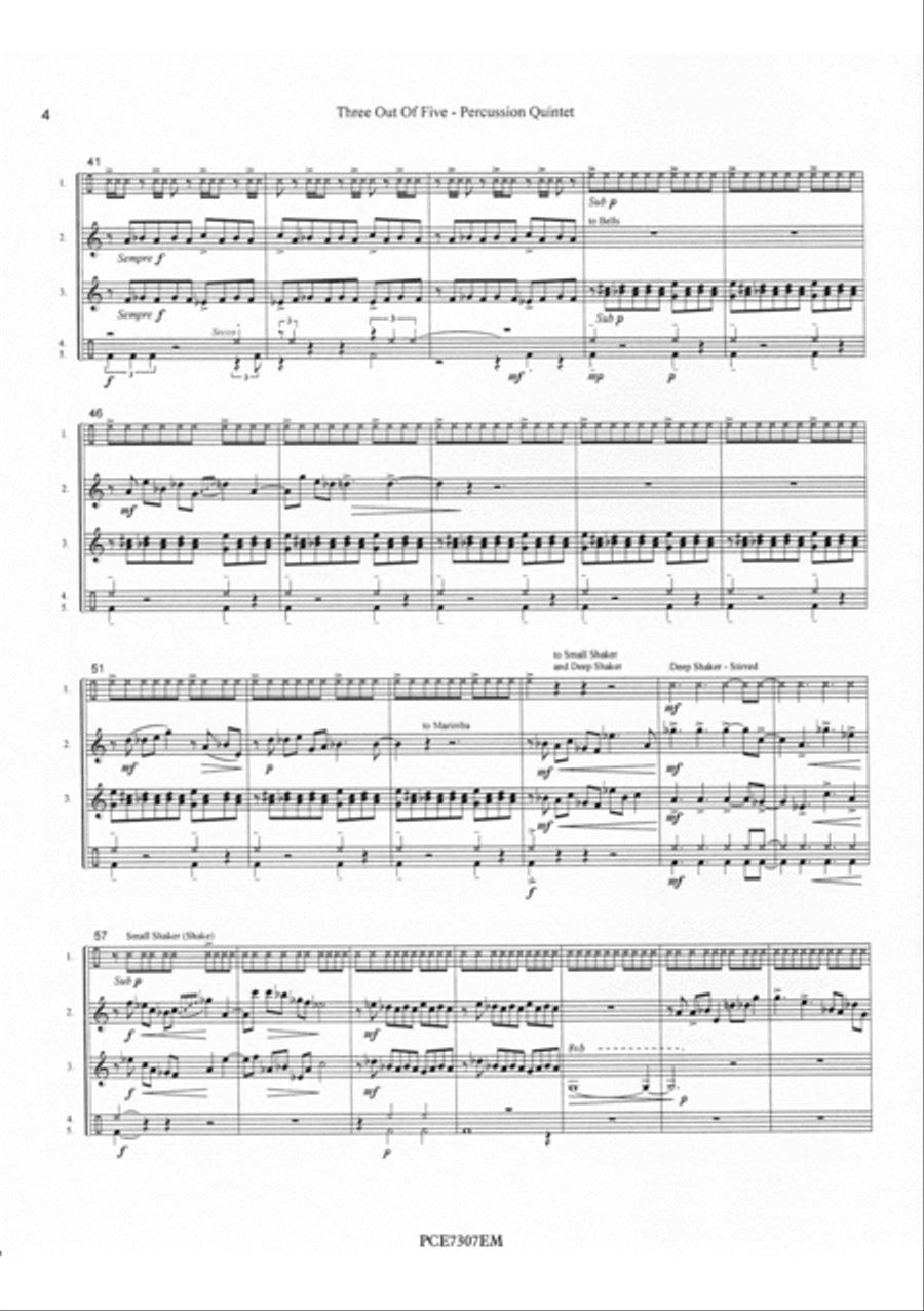 Three out of Five for Percussion Ensemble Percussion Ensemble scores gallery preview page 4