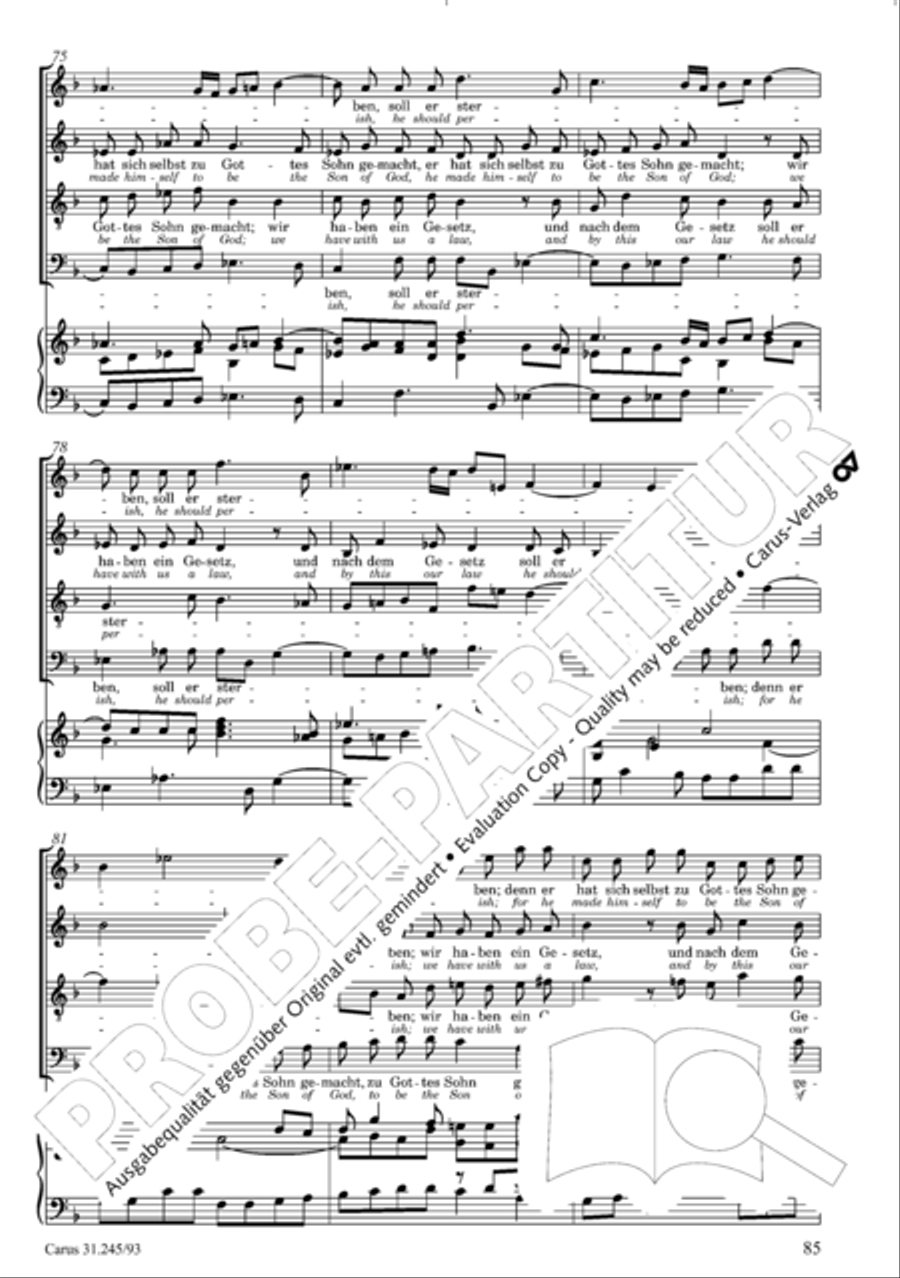 St. John Passion (Johannes-Passion) 4-Part scores gallery preview page 86