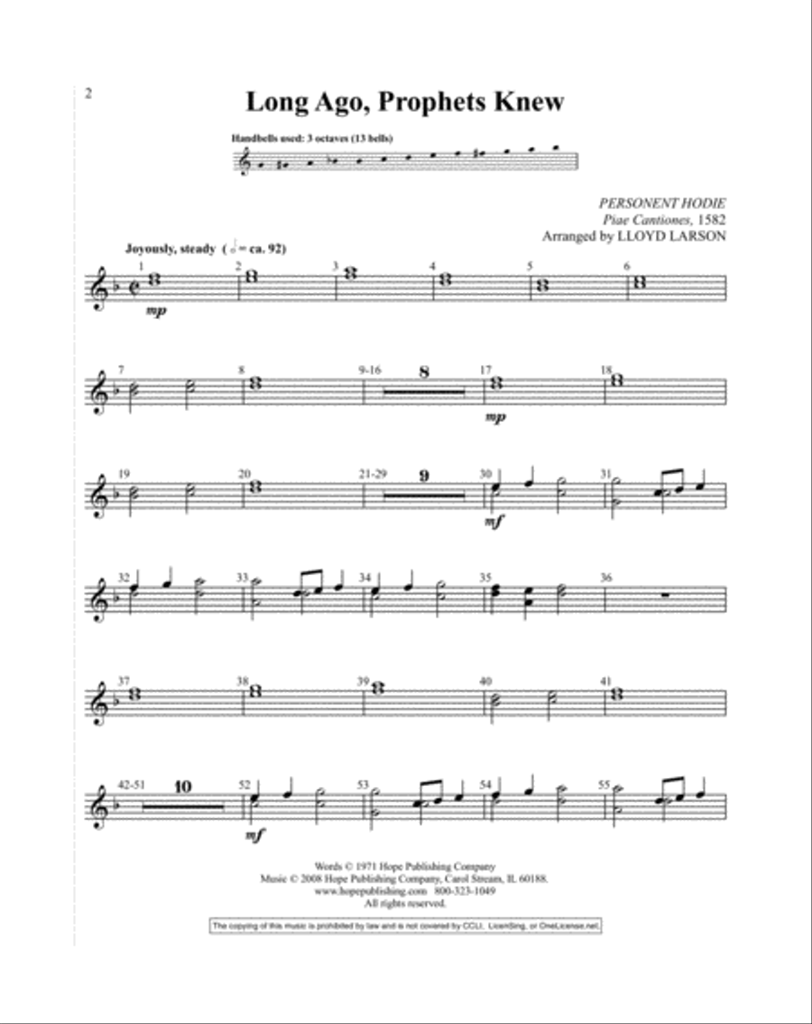 Long Ago, Prophets Knew 3-Octaves scores gallery preview page 2