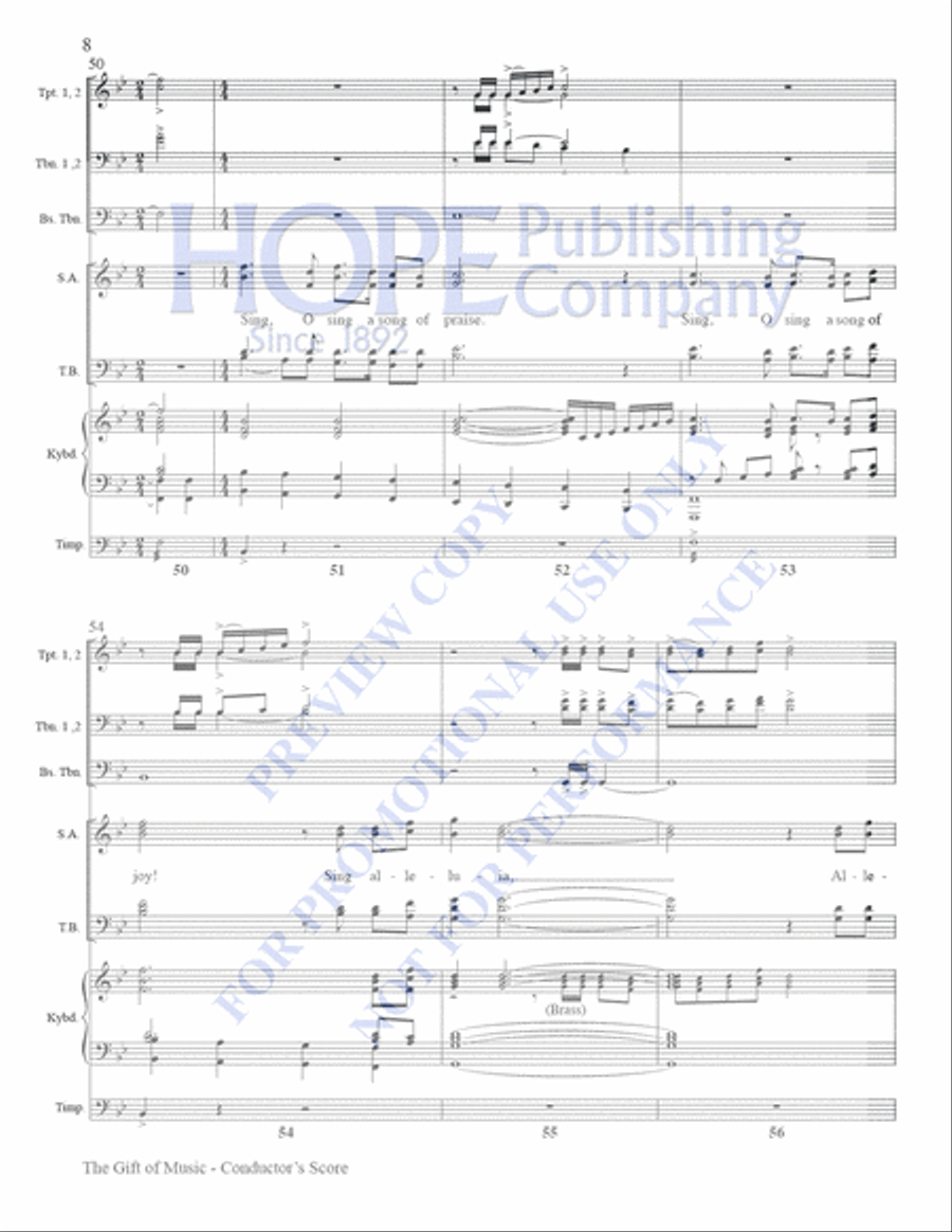 Gift of Music, The- Brass Parts: Conductor's Score: 2 B-flat Trumpets, 3 Trombon Choir scores gallery preview page 10