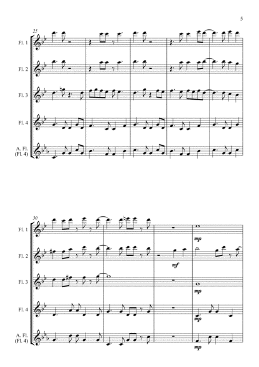 Mas Que Nada Flute Quartet scores gallery preview page 5