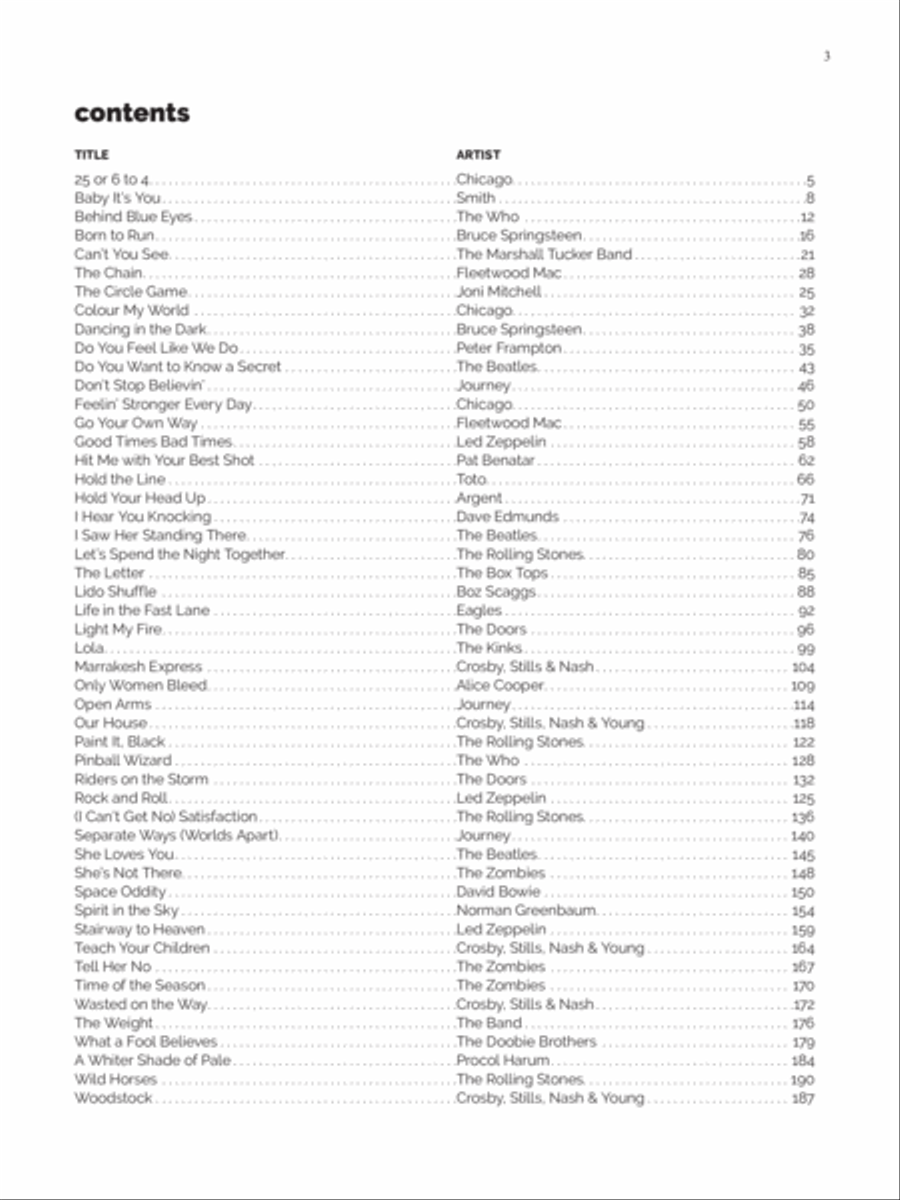 Alfred's Easy Piano Songs -- Classic Rock Piano, Vocal, Guitar scores gallery preview page 3