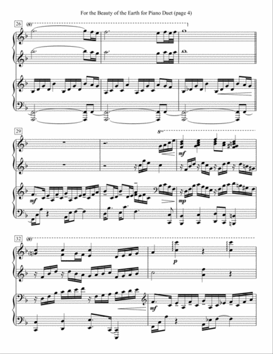 For the Beauty of the Earth for Piano Duet 1 Piano, 4-Hands scores gallery preview page 4