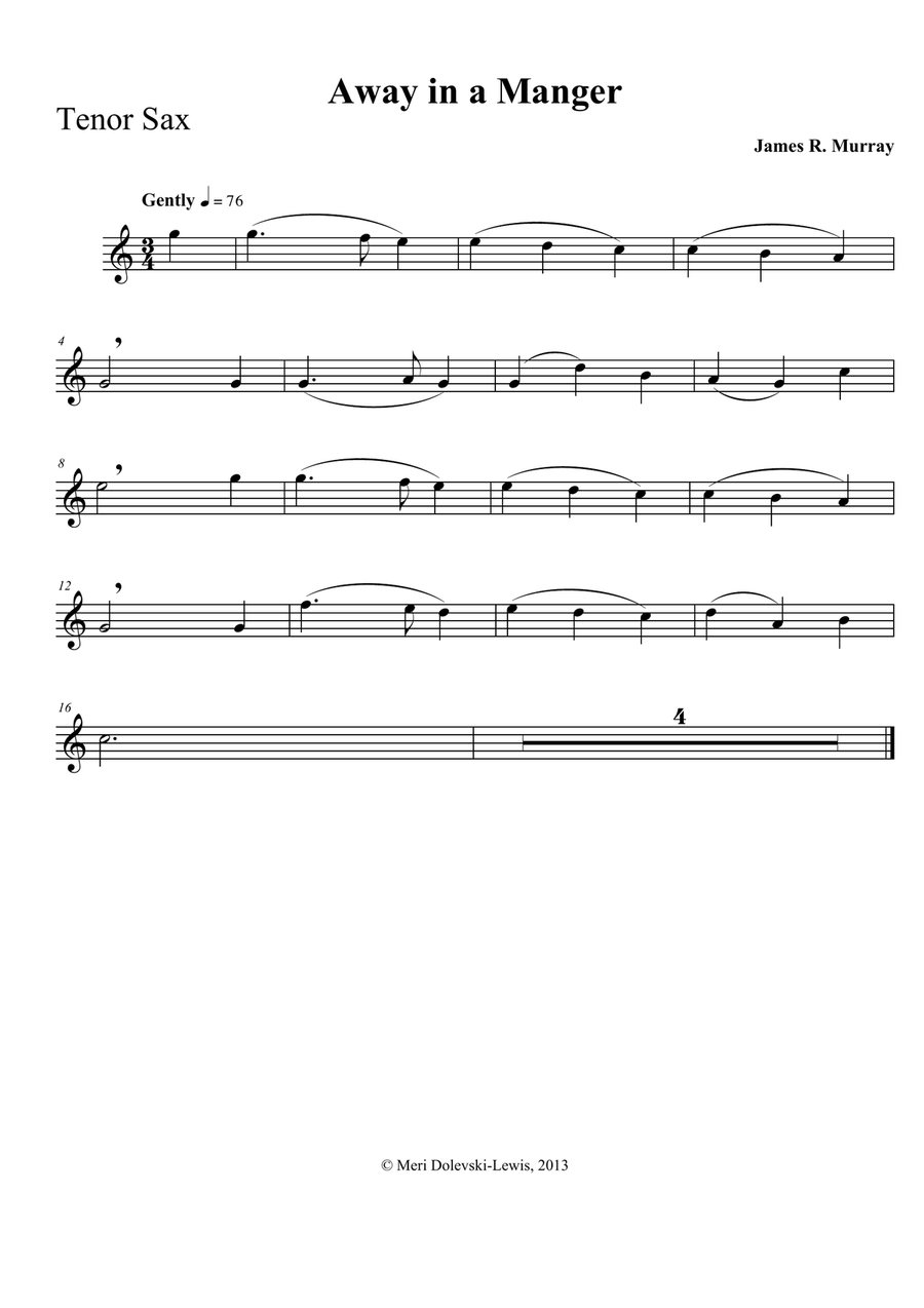 A Beginner Saxophone Christmas--B flat saxes (soprano, tenor, bass) Tenor Saxophone scores gallery preview page 3
