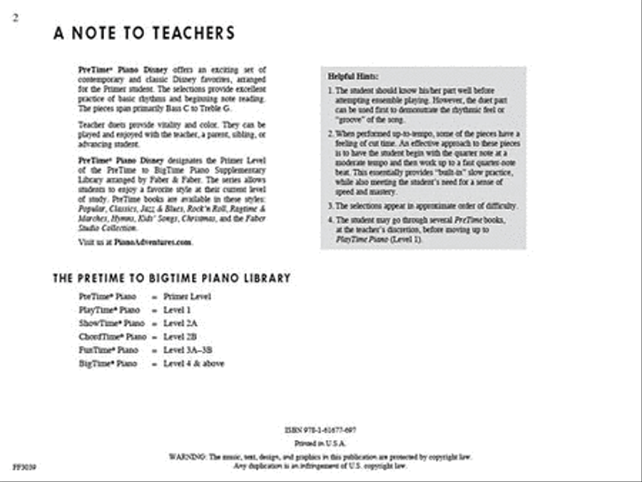 PreTime® Piano Disney PreTime® Piano Disney Piano Method scores gallery preview page 2