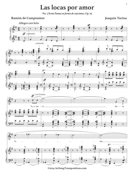 TURINA: Las locas por amor, Op. 19 no. 5 (transposed to G major)