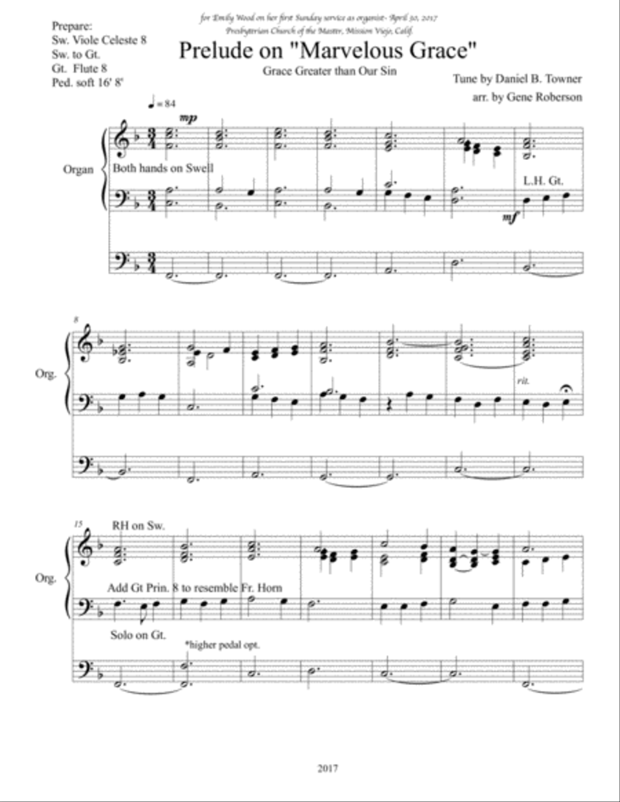 Prelude on Marvelous Grace for ORGAN Organ Solo scores gallery preview page 2