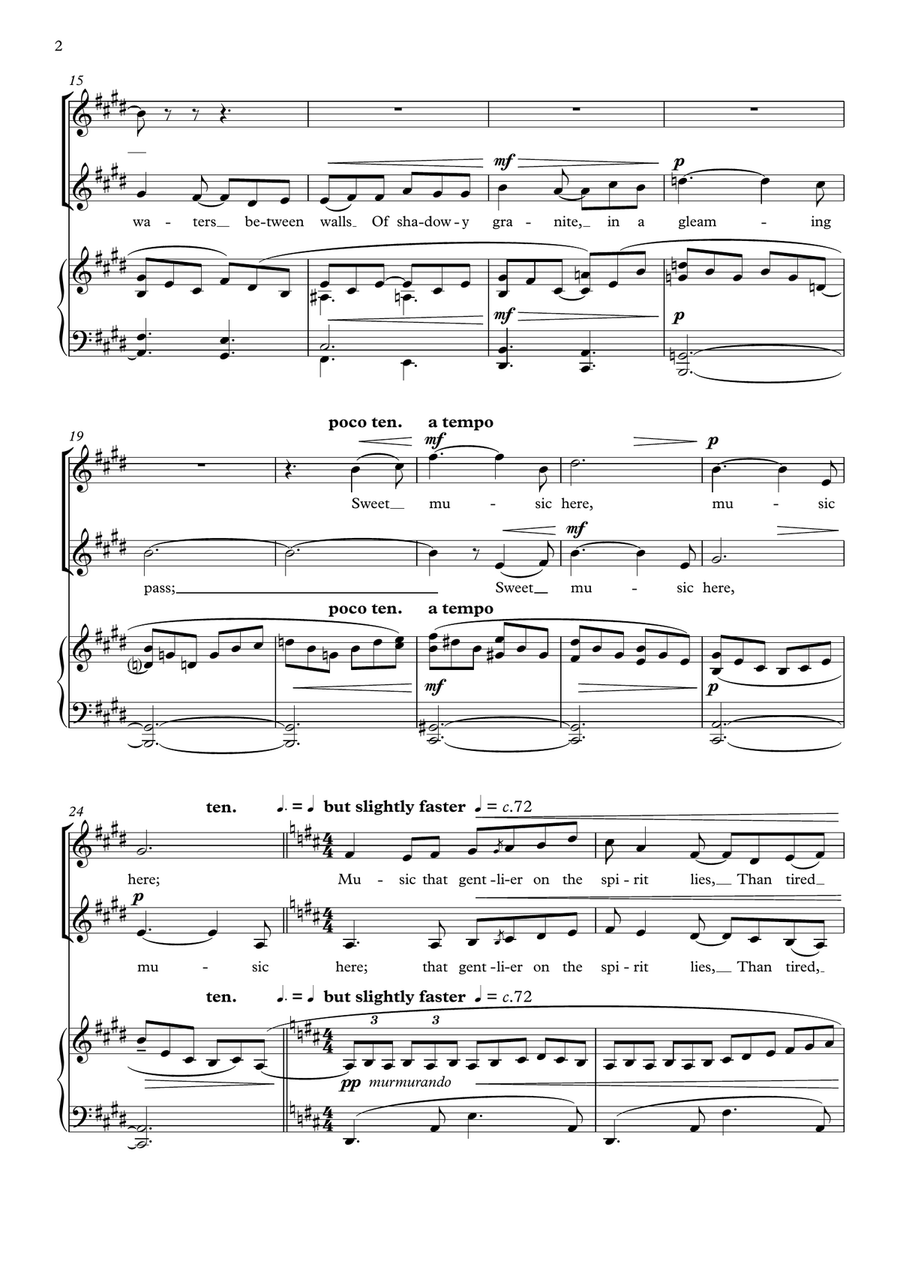 Sweet Music, for upper voice choir and piano SSAA scores gallery preview page 2