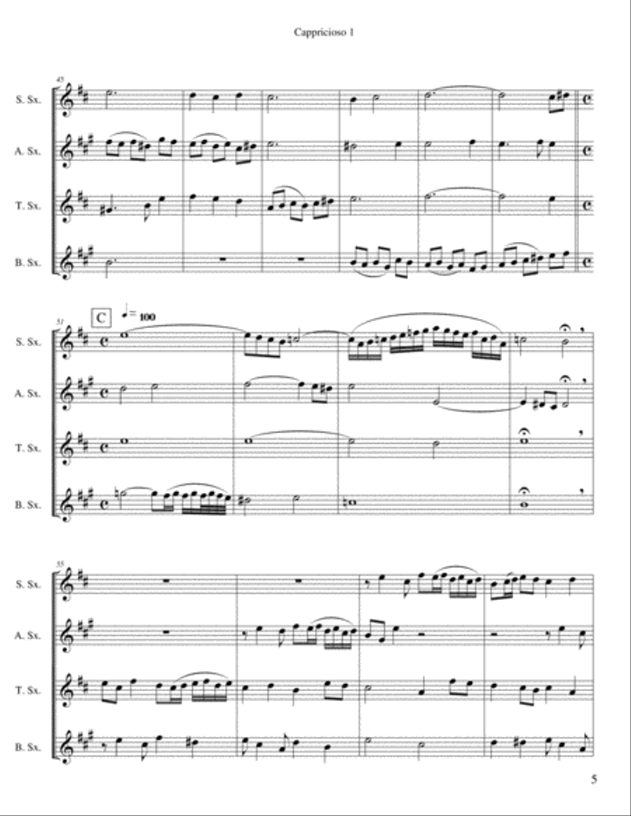 Cappricioso 1 Saxophone Quartet scores gallery preview page 5