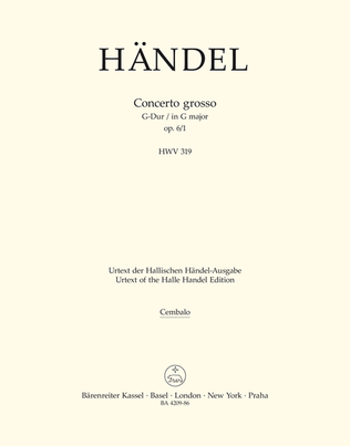 Book cover for Concerto grosso G major, Op. 6/1 HWV 319