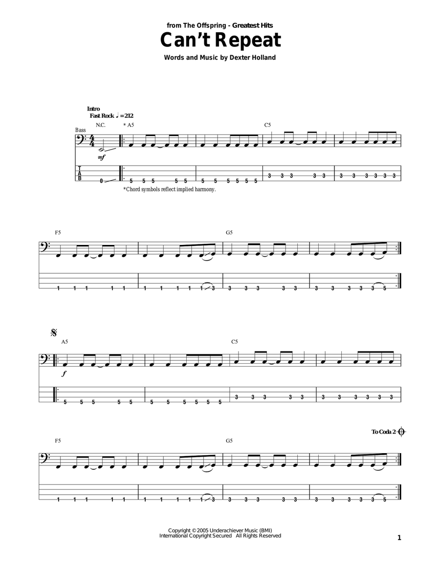 Can't Repeat Acoustic Guitar scores gallery preview page 1