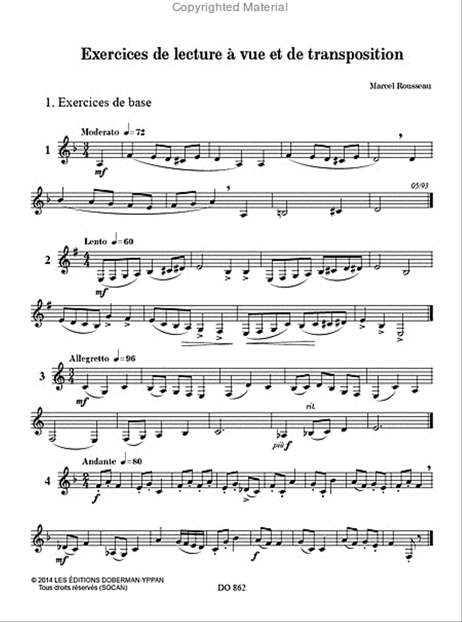 Exercices de lecture à vue et de transposition Clarinet scores gallery preview page 2