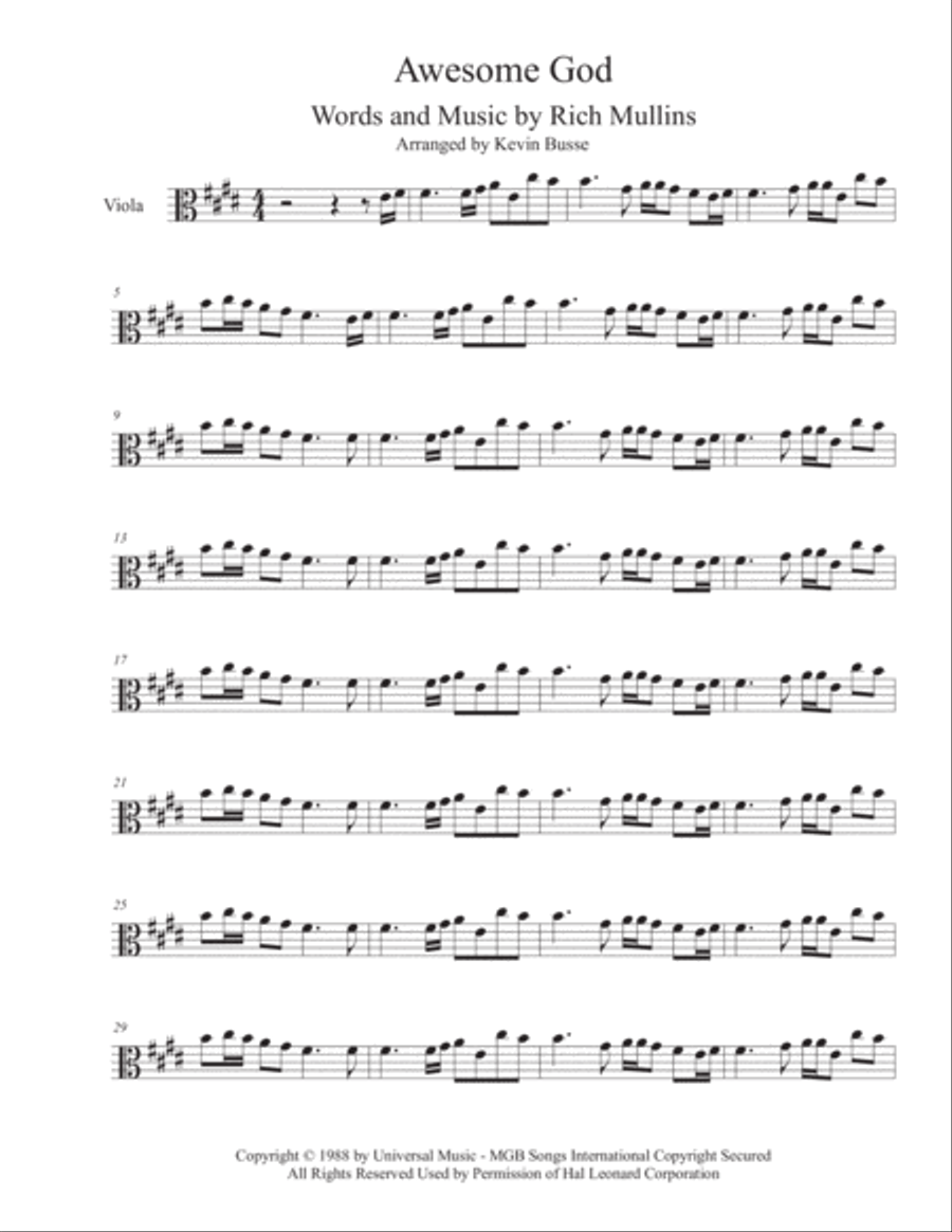 Awesome God Viola Solo scores gallery preview page 1