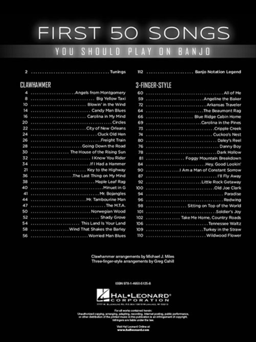 First 50 Songs You Should Play on Banjo Guitar Tablature scores gallery preview page 2