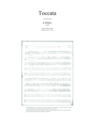 Book cover for TOCCATA (fanfare) from the 1607 opera "L'Orfeo" by Claudio Monteverdi (arr. for full band)