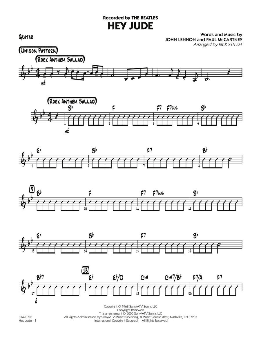 Hey Jude - Guitar Hey Jude - Guitar Jazz Ensemble scores gallery preview page 1