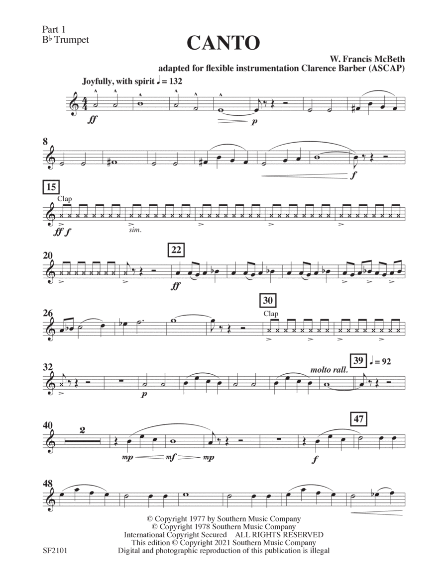 Canto - Trumpet 1 in Bb Concert Band scores gallery preview page 1