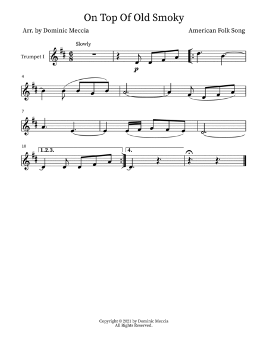 On Top Of Old Smoky Brass Ensemble scores gallery preview page 3