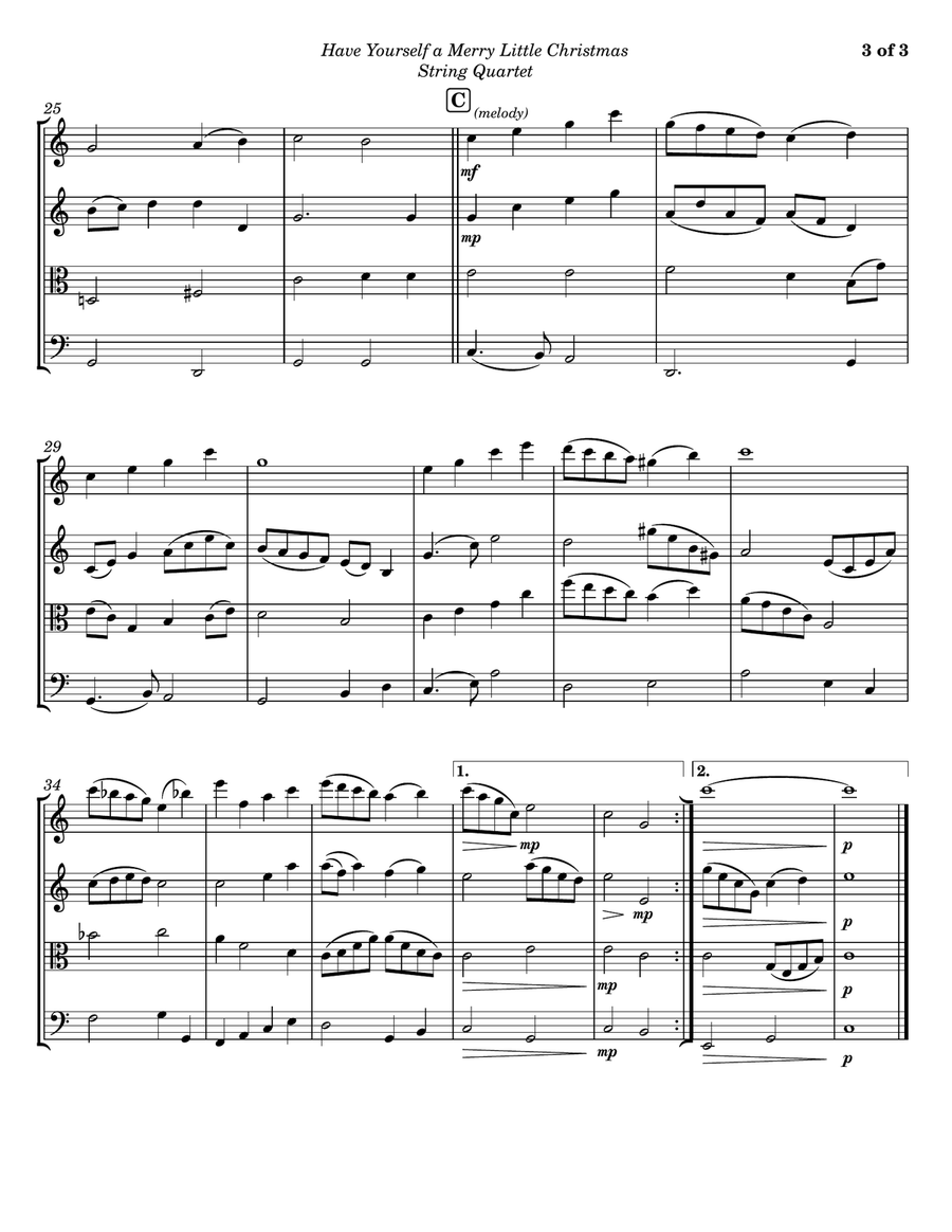 Have Yourself A Merry Little Christmas String Quartet scores gallery preview page 3