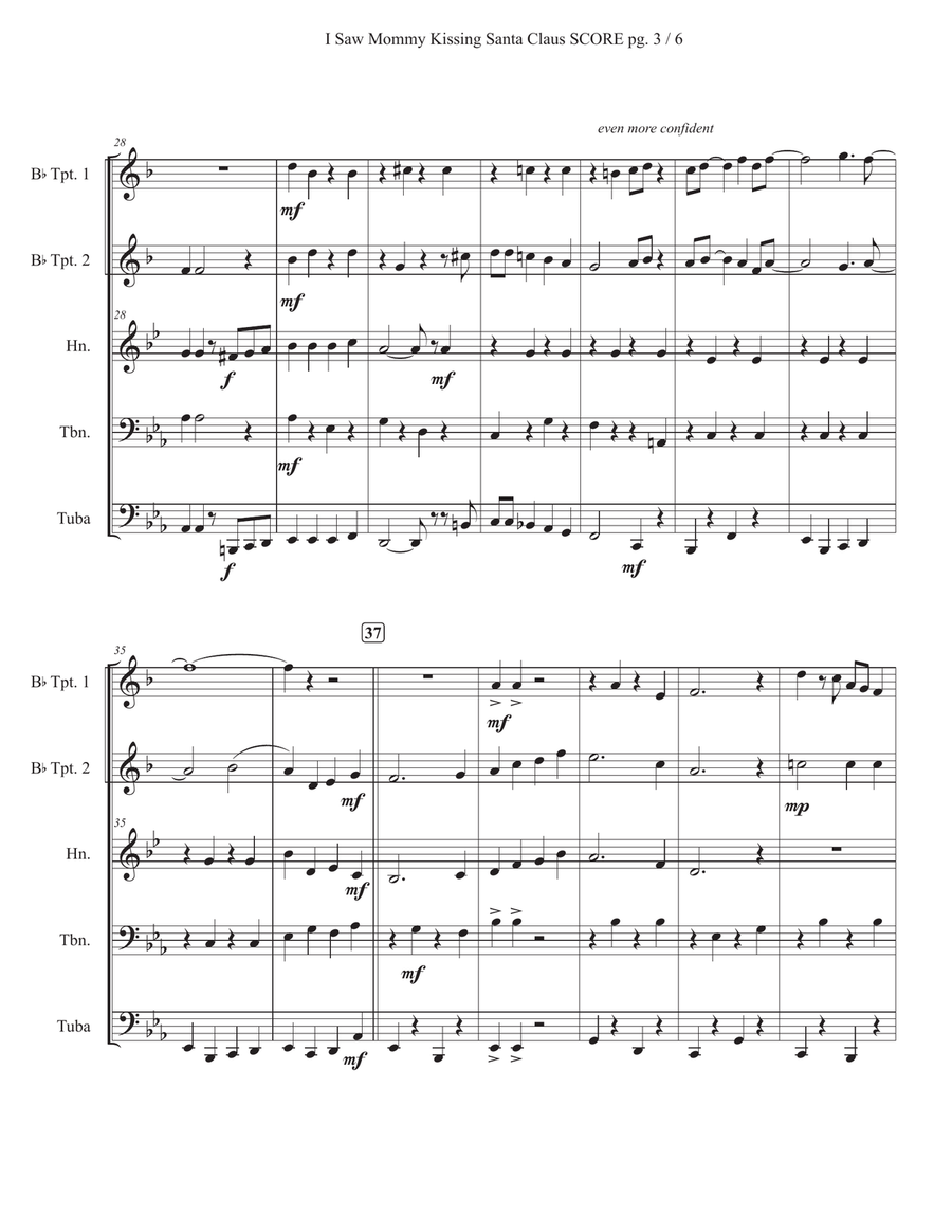 I Saw Mommy Kissing Santa Claus Brass Quintet scores gallery preview page 4