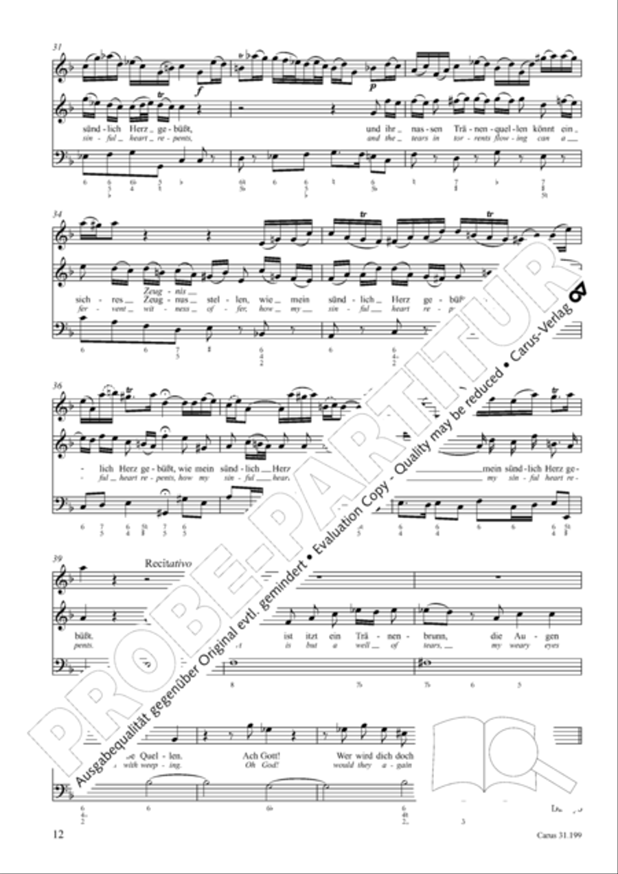 My heart is bathed in blood (Mein Herze schwimmt im Blut) Piccolo scores gallery preview page 13