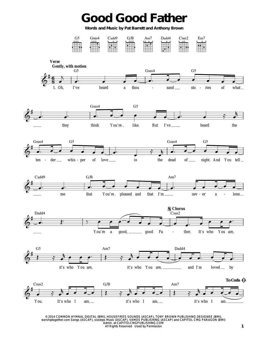 Good Good Father Easy Guitar scores gallery preview page 1