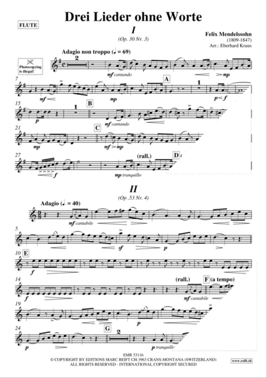 Drei Lieder ohne Worte Flute Solo scores gallery preview page 3
