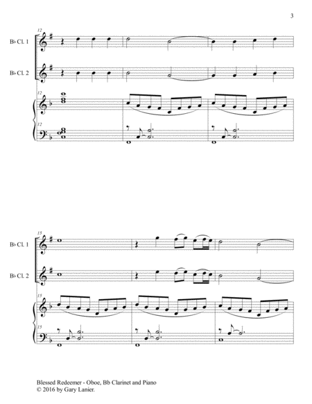BLESSED REDEEMER(Trio – Bb Clarinet 1, Bb Clarinet 2 & Piano with Score/Parts) image number null