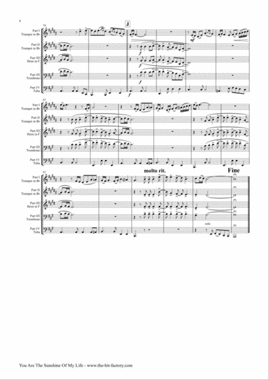 You Are The Sunshine Of My Life Euphonium scores gallery preview page 5