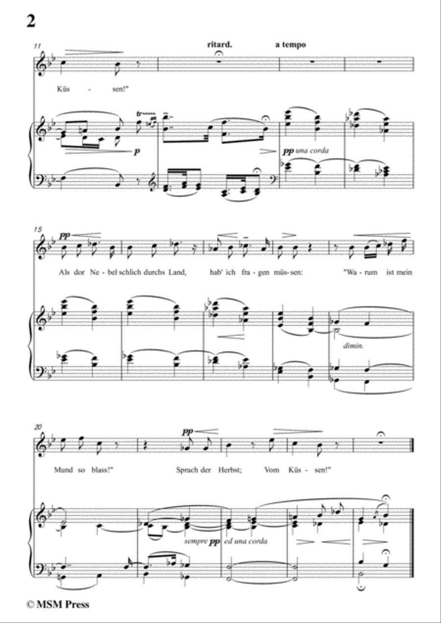 Reger-Vom Küssen in B flat Major,for Voice and Piano Voice Solo scores gallery preview page 4