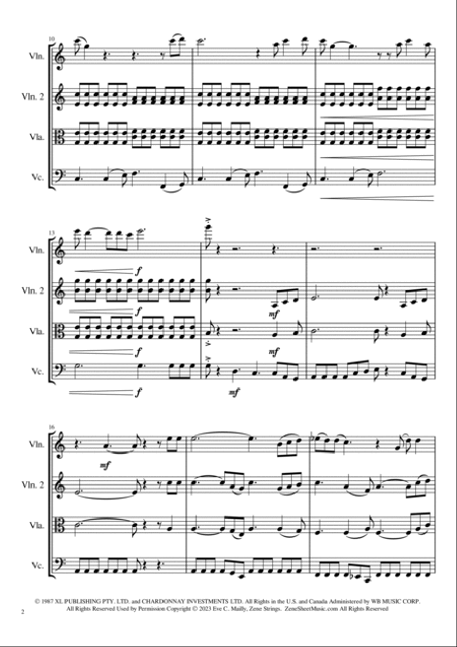 Never Tear Us Apart String Quartet scores gallery preview page 2