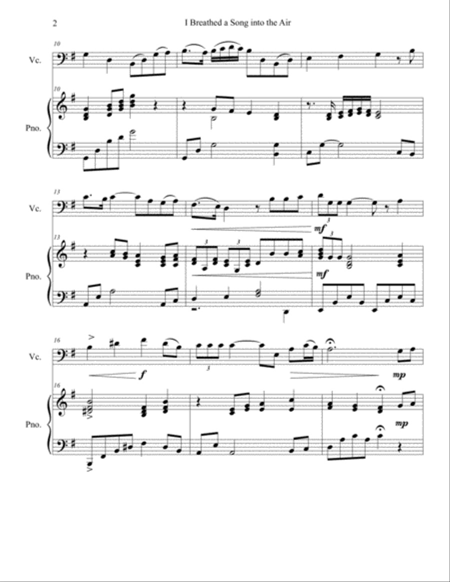 I Breathed a Song into the Air (Cello and Piano) Piano scores gallery preview page 3