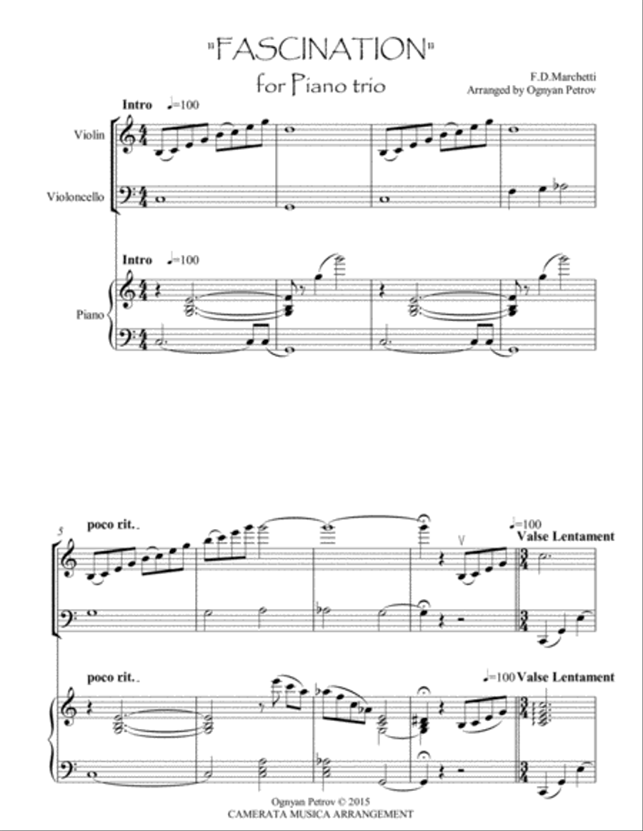 Fascination Waltz Arranged for Piano trio Piano Trio scores gallery preview page 2