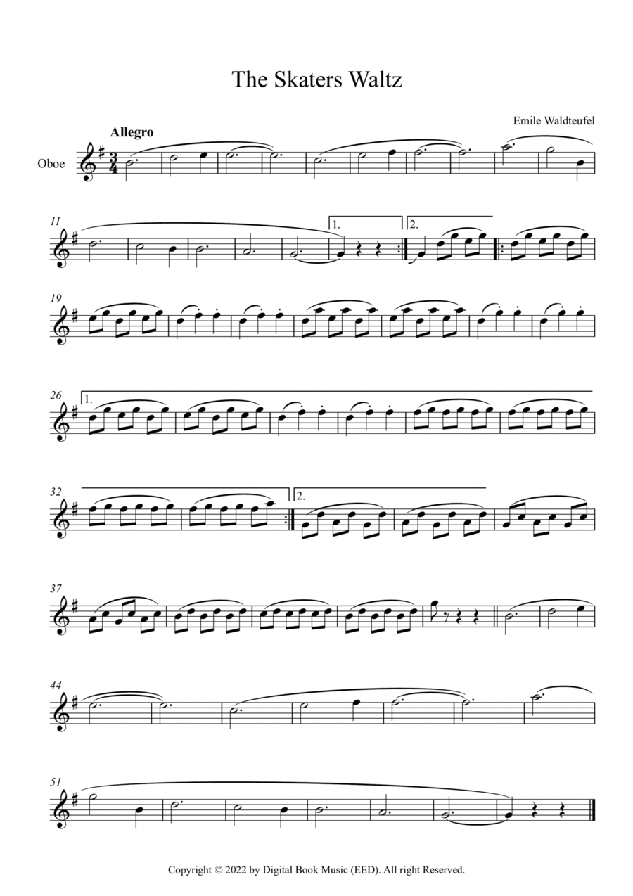 The Skaters Waltz - Emile Waldteufel (Oboe) Oboe Solo scores gallery preview page 1