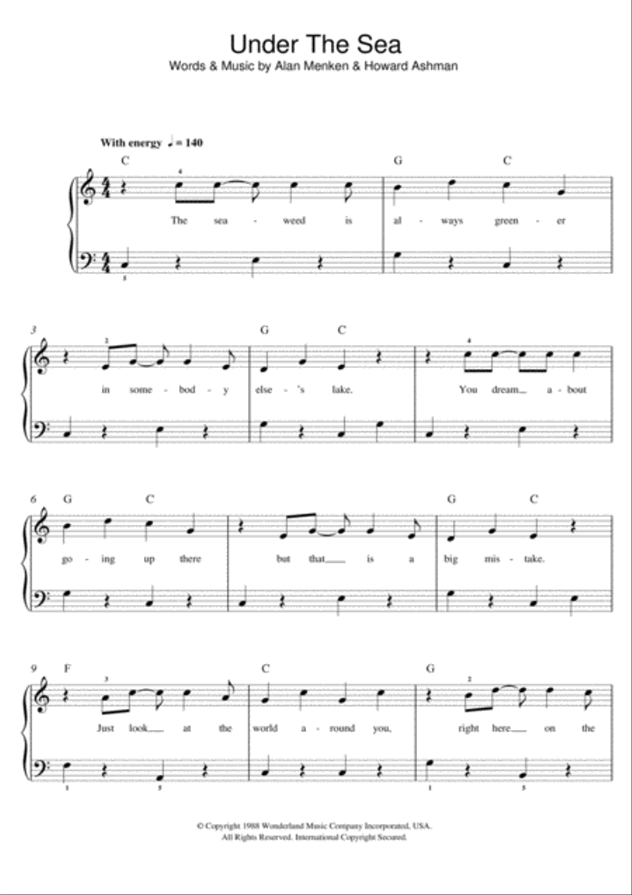 Under The Sea Under The Sea Piano scores gallery preview page 1