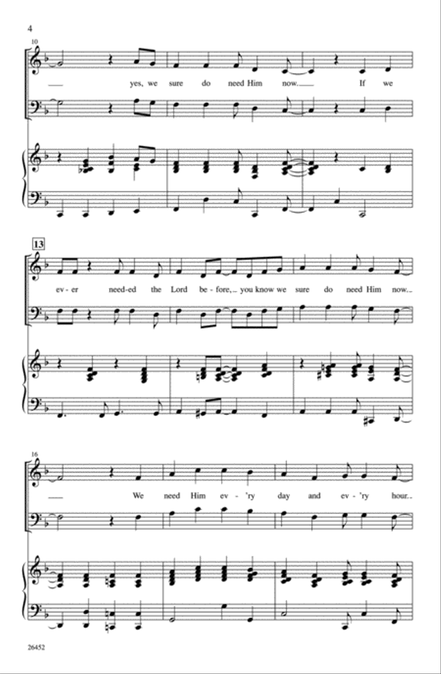 If We Ever Needed the Lord Before (We Sure Do Need Him Now) 4-Part scores gallery preview page 3