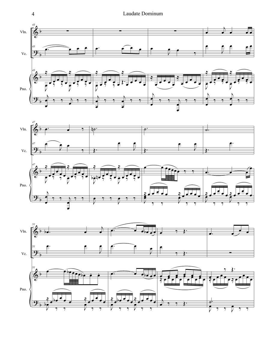 Laudate Dominum (Duet for Violin & Cello - Piano Accompaniment) Piano Trio scores gallery preview page 5