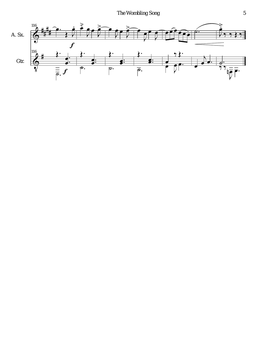 The Wombling Song Alto Saxophone scores gallery preview page 5