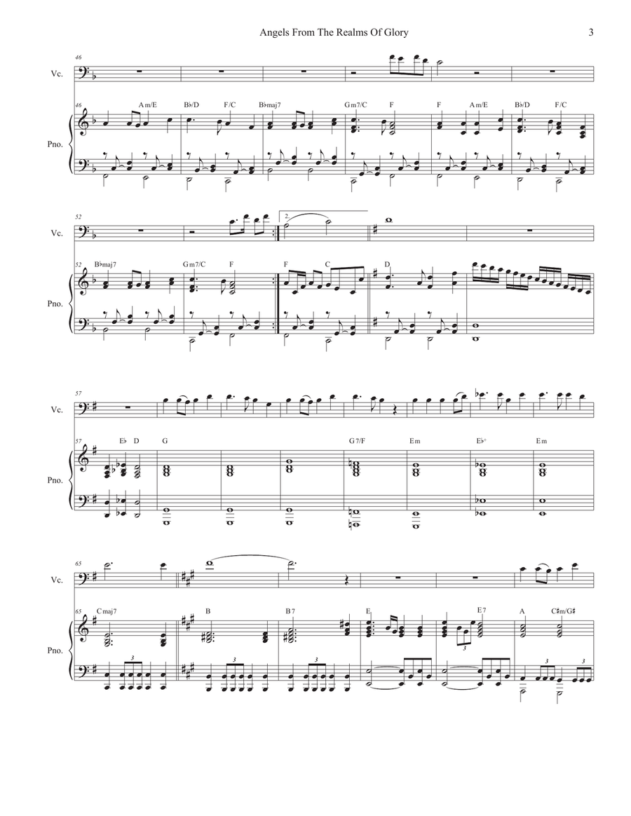 Angels From The Realms Of Glory (Cello solo and Piano) Piano scores gallery preview page 3