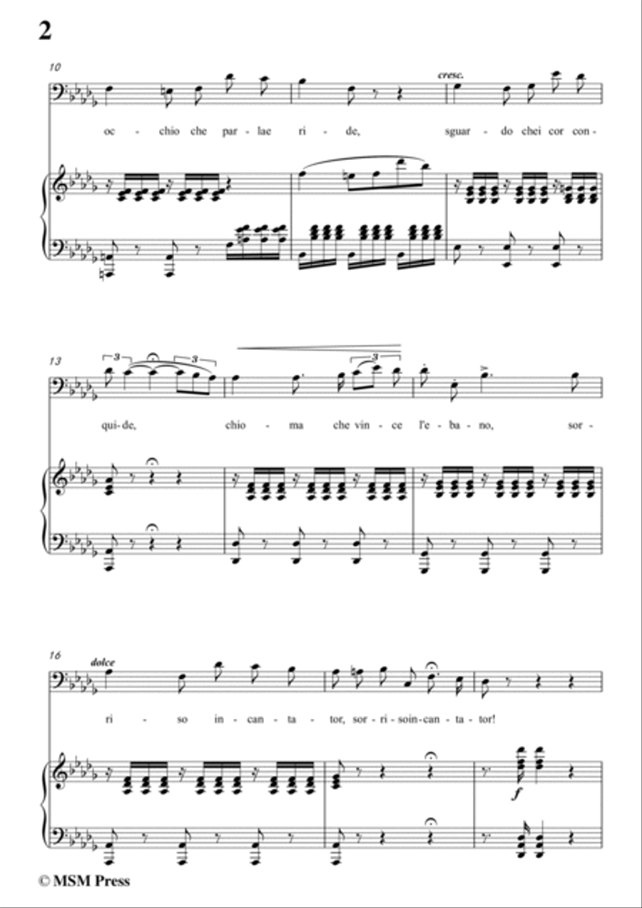 Donizetti-Bella siccome un angelo in D flat Major, for Voice and Piano Voice Solo scores gallery preview page 4